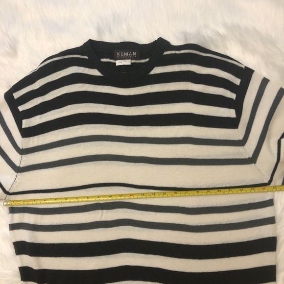 Koman Brown and Cream Striped Pullover Sweater - Picture 4 of 6